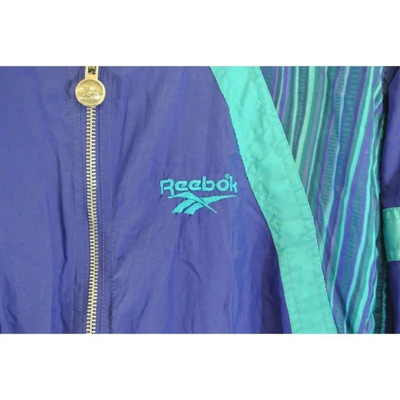 Reebok Athletic Jacket Blue Teal Mens Small Track Street Wear  Zip Up Vtg 90s - Picture 2 of 8